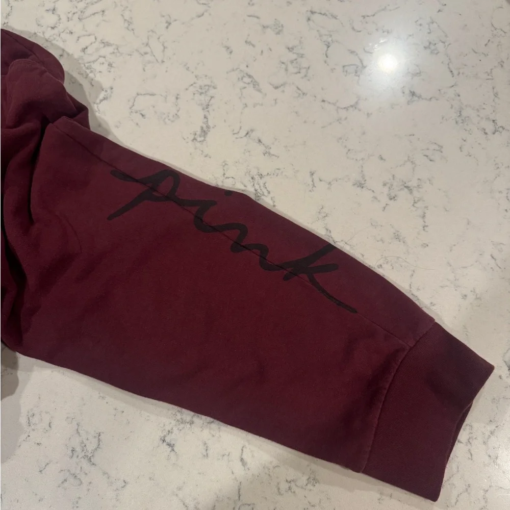 PINK Victoria's Secret Burgundy Sweatpants with Logo - Picture 3 of 3